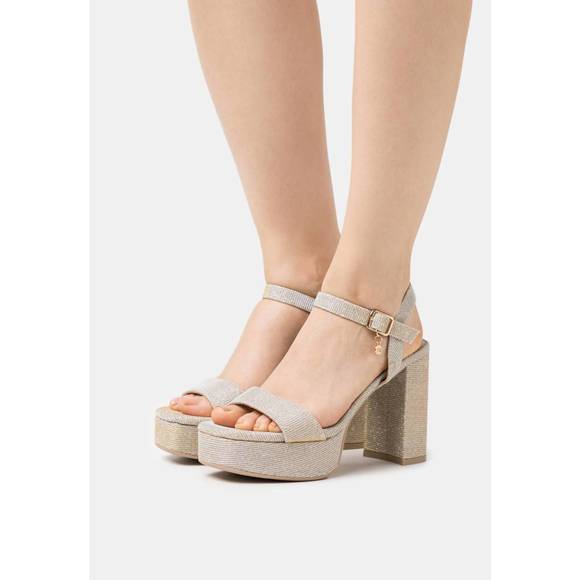 NEW XTI women's heeled platform sandals in gold - Picture 7 of 7